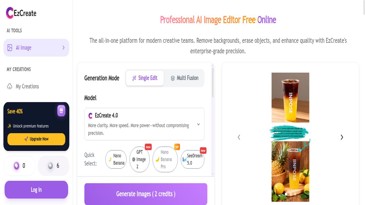 EzCreate.ai interface