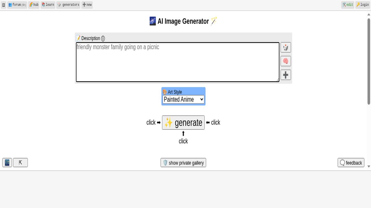 Perchance AI interface