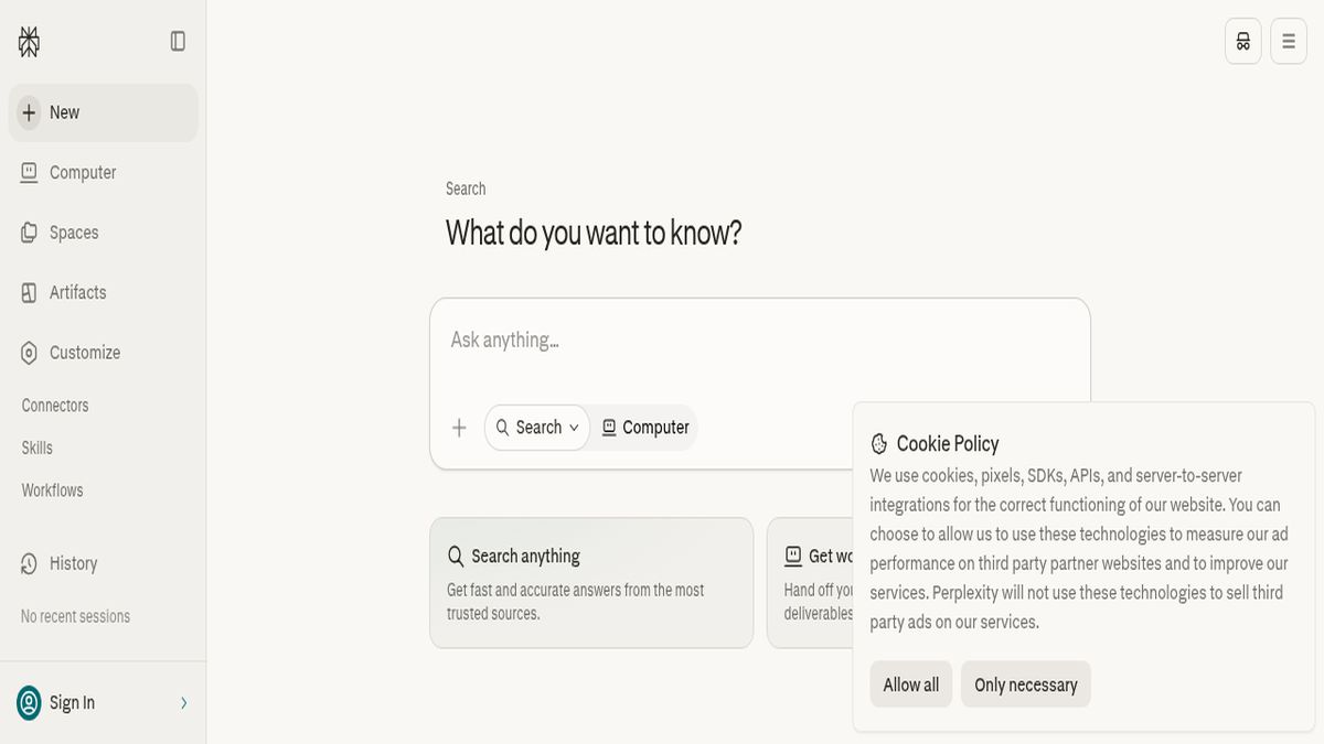 Perplexity AI interface screenshot