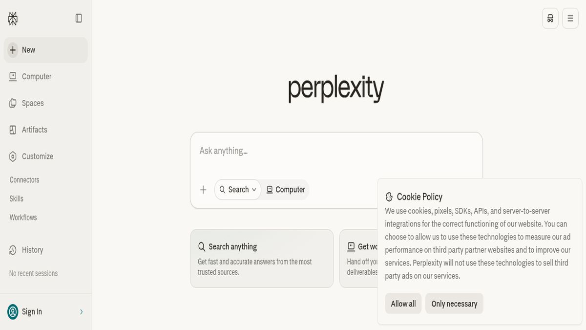 Perplexity AI interface screenshot