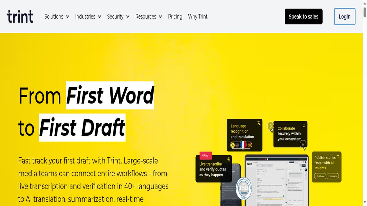 Trint interface screenshot